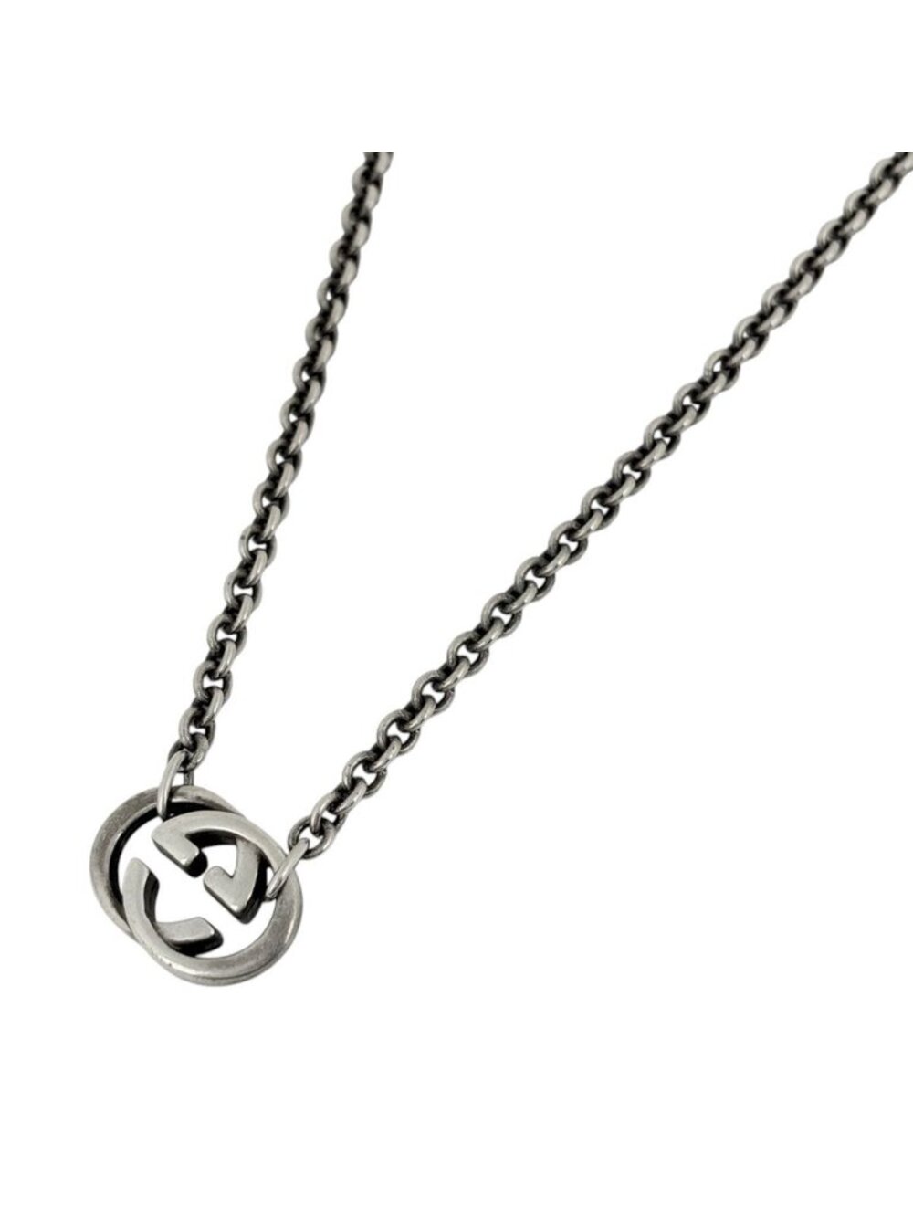 Gucci Necklace GG Logo Interlocking G 925 Sterling Silver